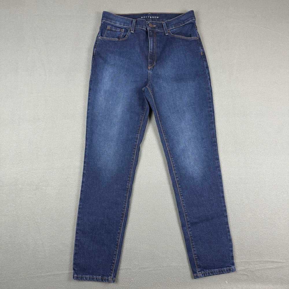 Mott & Bow Mom‎ Jeans 29x28 Classic Straight Dark Blue Wash Denim Cotton Stretch